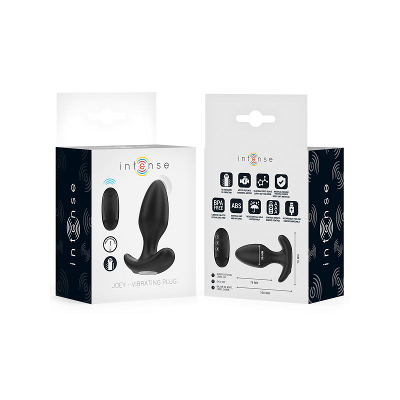 Intense - Joey Plug Anal 10 Vibraciones Negro Control Remoto |