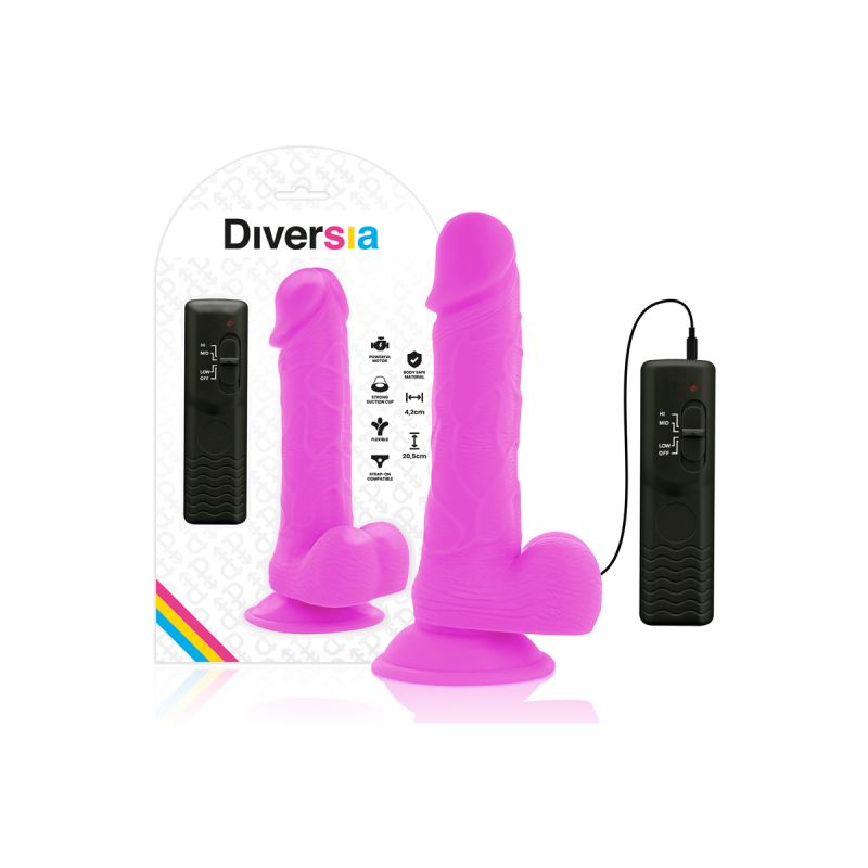 Diversia - Flexibler Vibrierender Dildo Lila 20.5 Cm - O - 4.2 Cm |