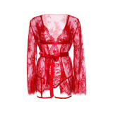 Leg Avenue - 86123 Teddy - Und Strumpfband - Bademantel - Set, Rot