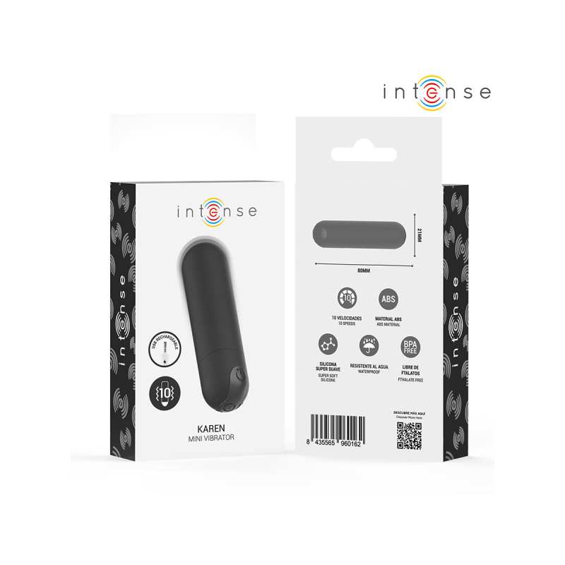 INTENSE - KAREN MINI RECHARGEABLE VIBRATING BULLET BLACK - INTENSE FU…