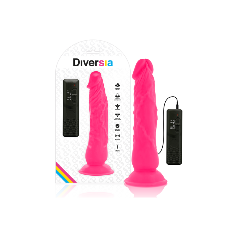 Diversia - Dildo Vibrant Flexible Rose 21 Cm - O - 4.9 Cm | Vybes.it