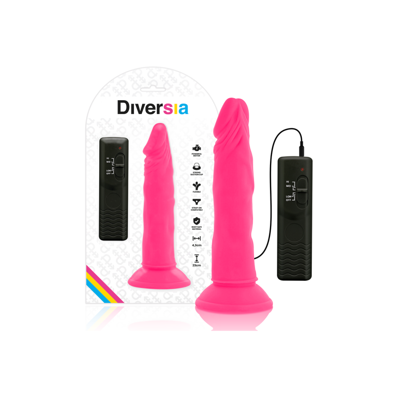 Diversia - Dildo Souple Avec Vibration Rose 23 Cm - O - 4.3 Cm |