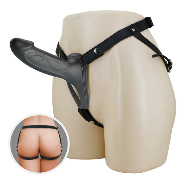 PRETTY LOVE - LONDON UNIVERSAL HARNESS MIT SILIKON-STRAP-ON-DILDO SCHWARZ 16,8 CM
