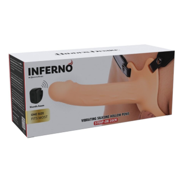 HIDDEN DESIRE - INFERNO STRAP-ON FUNDA PARA PENE CON VIBRACIÓN 20 CM