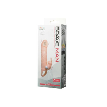 Baile - Brave Man Funda Pene Con Rabbit Vibrador 16.5 Cm Natural |