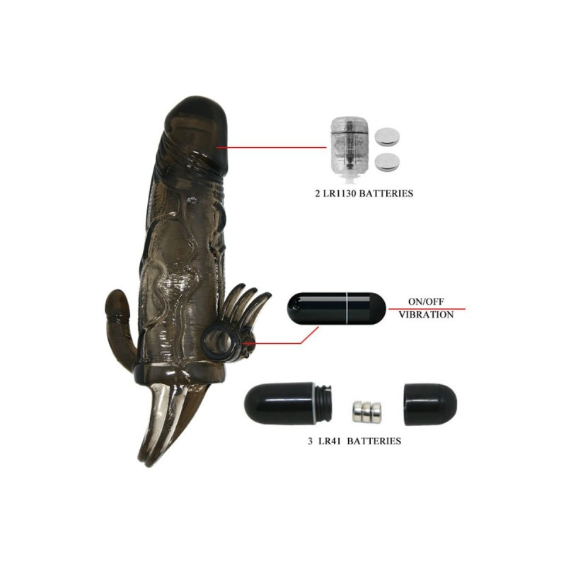 Baile - Brave Man Funda Pene Anal Y Clitoris Vibrador 16.5 Cm Negro