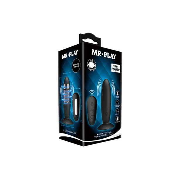 MR PLAY - PLUG ANAL CON VIBRACIÓN NEGRO CONTROL REMOTO