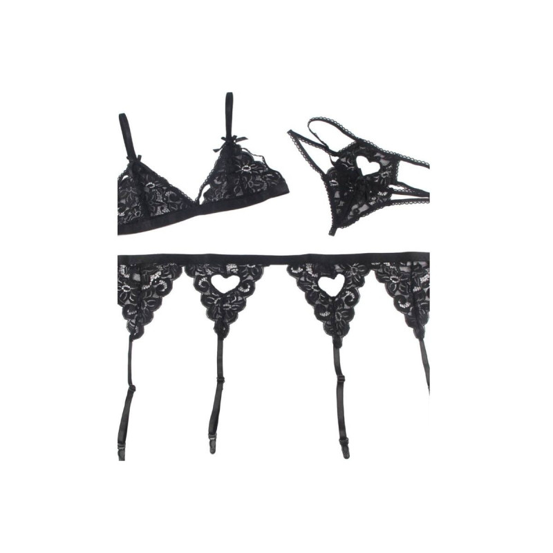 Subblime - Set Dreiteiliges Set Bh+ Strumpfgürtel + String L/Xl |