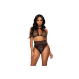 Leg Avenue - Set Dos Piezas Top Corto Cuello Halter Y Tanga Talla