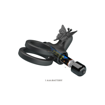 Pretty Love - Doble Anillo Vibrador Con Estimulador Negro | Vybes.it