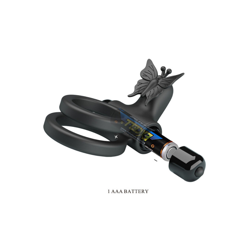 Pretty Love - Doble Anillo Vibrador Con Estimulador Negro | Vybes.it