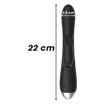 BLACK&SILVER - DJ. ADAM ESTIMULADOR RABBIT SILICONA RECARGABLE NEGRO