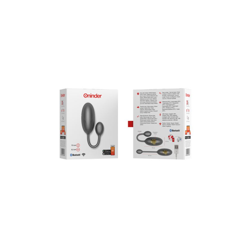 Oninder - Uovo Vibrante Tokyo Nero 7,5 X 3,2 Cm App Gratuita |