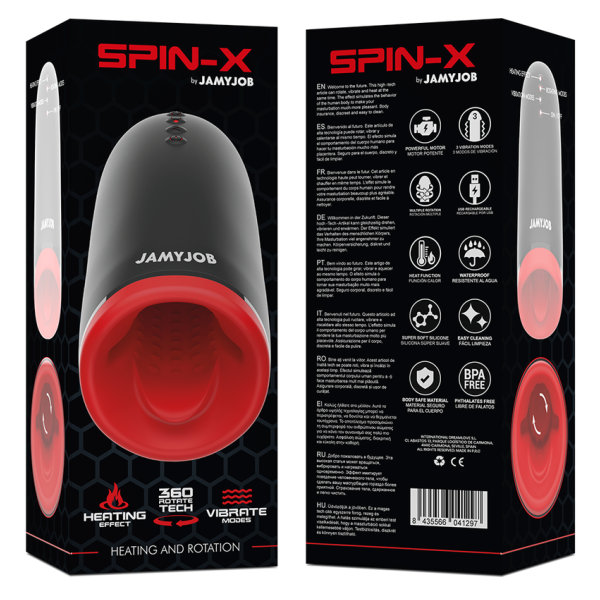 JAMYJOB - SPIN-X MASTURBADOR CON ROTACIÓN Y FUNCIÓN CALOR