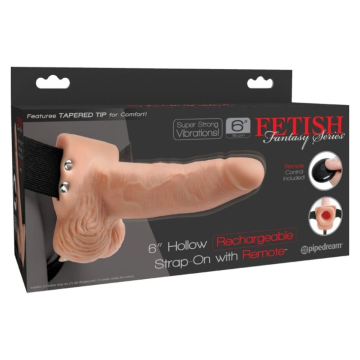 FETISH FANTASY SERIES - HARNAIS RÉGLABLE TÉLÉCOMMANDE PÉNIS RÉALISTE AVEC TESTICULES RECHARGEABLES ET VIBRATEUR 15 CM