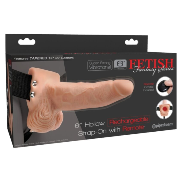 FETISH FANTASY SERIES - HARNAIS RÉGLABLE TÉLÉCOMMANDE PÉNIS RÉALISTE AVEC TESTICULES RECHARGEABLES ET VIBRATEUR 15 CM
