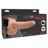 FETISH FANTASY SERIES - HARNAIS RÉGLABLE TÉLÉCOMMANDE PÉNIS RÉALISTE AVEC TESTICULES RECHARGEABLES ET VIBRATEUR 15 CM