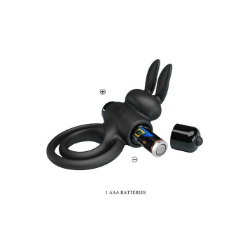 Pretty Love - Anneau De Lapin Vibrator Iii Pour Pénis Noir |