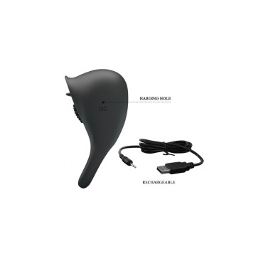 Pretty Love - Anillo Vibrador Para Pene Con Lengua Negro | Vybes.it
