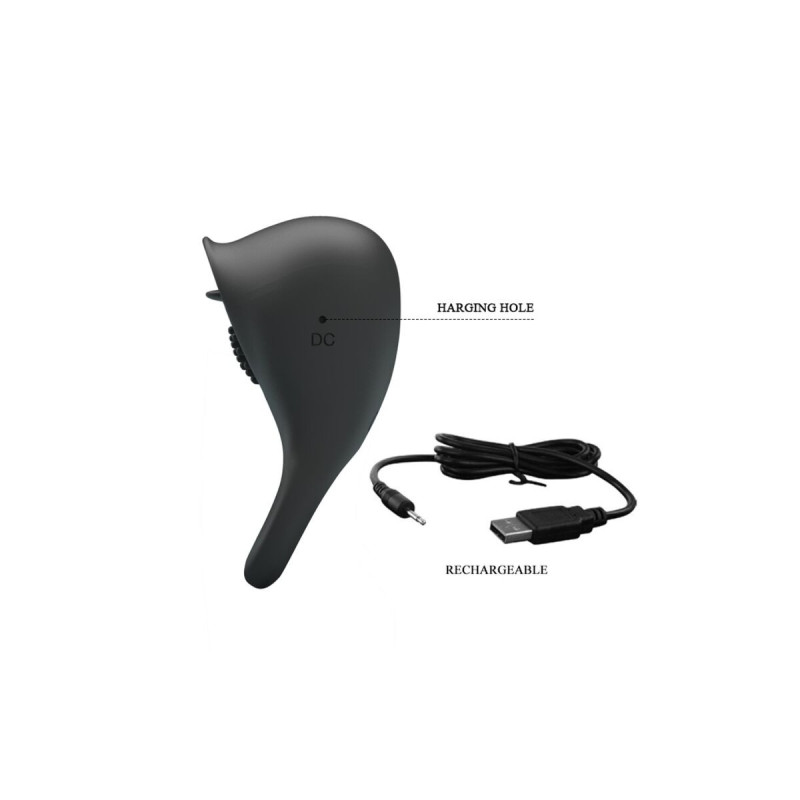 Pretty Love - Anillo Vibrador Para Pene Con Lengua Negro | Vybes.it