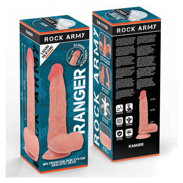 ROCKARMY - RANGER DILDO REALISTA DUAL DENSITY LIQUID SILICONE 22 CM -O- 3.6 CM