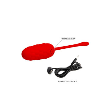 Pretty Love - Huevo Vibrador Con Textura Marina Recargable Rojo |