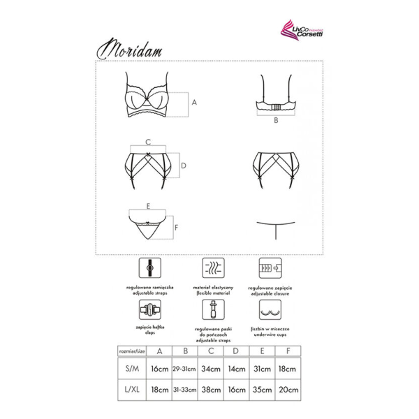 LIVCO CORSETTI FASHION - MORIDAM LC 90552 SUJETADOR + LIGUERO + PANTY NEGRO L/XL