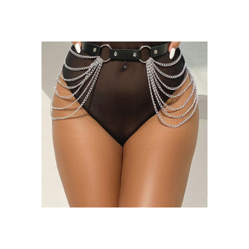 Subblime - Chaîne Cuir Ceinture Noire Taille Unique | Vybes.it