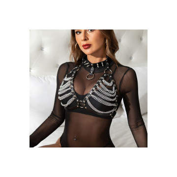 Subblime - Arnés Sujetador Y Collar Con Cadenas Talla Única |