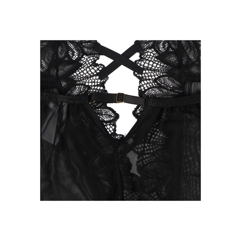 Subblime - Teddy Cuello Halter Espalda Descubierta Encaje Negro S/M
