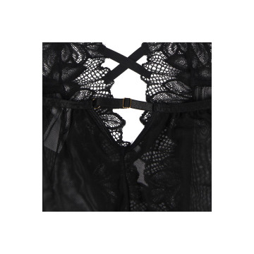 Subblime - Teddy Cuello Halter Espalda Descubierta Encaje Negro