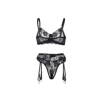 Subblime - Set De 3 Piezas Sujetador + Tanga + Liga Estampado