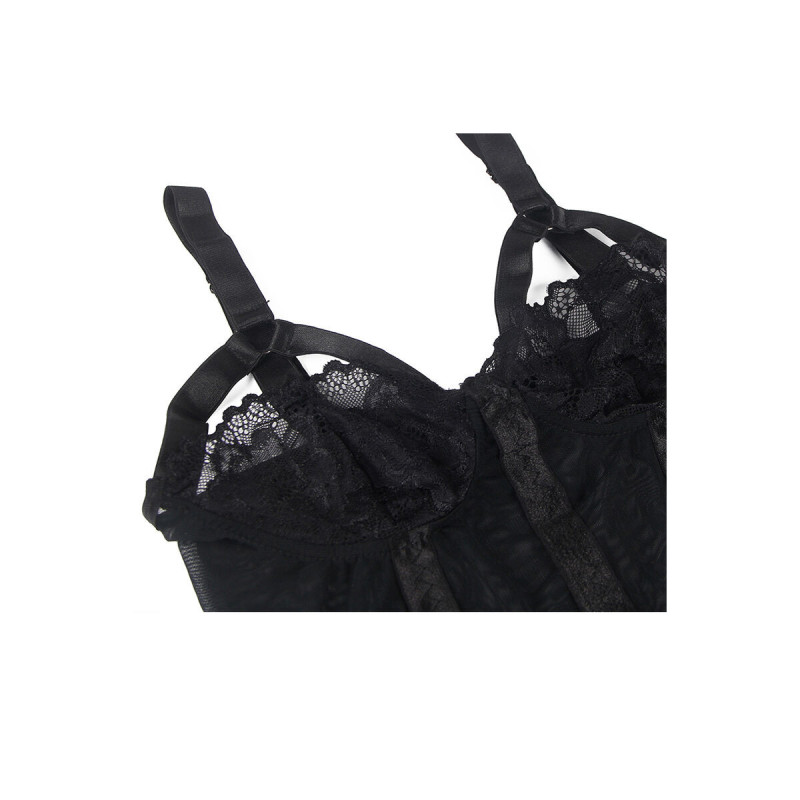 Subblime - Teddy Con Liguero Detalle Tiras Pecho Negro S/M |