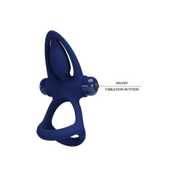Pretty Love - Mat Doble Anillo Con Vibración & Estimulador Azul |
