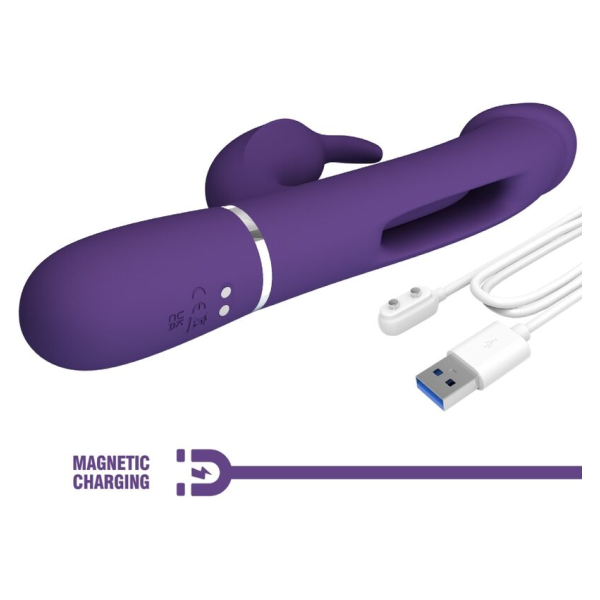 PRETTY LOVE - KAMPAS VIBRADOR RABBIT 3 EN 1 MULTIFUNCIÓN CON LENGUA VIOLETA