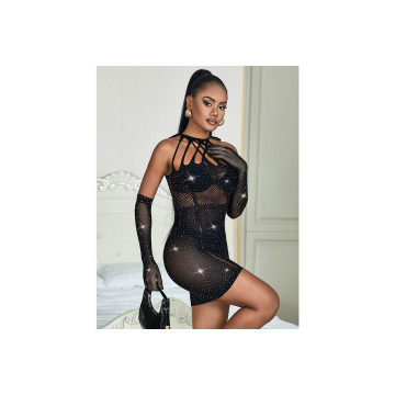 Subblime - 952235 Netzkleid Mit Strass Schwarz Einheitsgrösse |