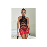 Subblime - 952242 Roter Und Schwarzer Kleid Aus Elastischem Netz