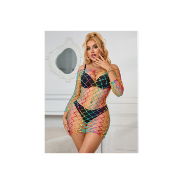 SUBBLIME - 952426 VESTITO A RETE MANICA LUNGA ARCOBALENO TAGLIA UNICA…