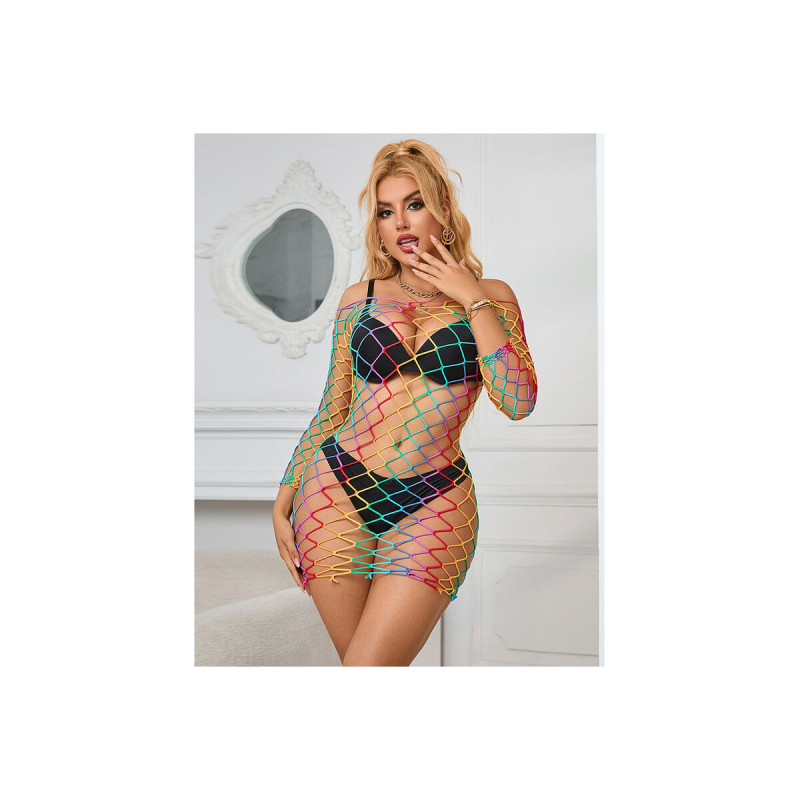 SUBBLIME - 952426 VESTITO A RETE MANICA LUNGA ARCOBALENO TAGLIA UNICA…