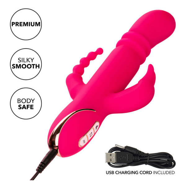 CALEXOTICS - JACK FANTASY VIBRATORE TRIPLO RISCALDATO ROSA CONIGLIO