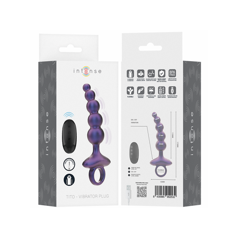Intense - Tito Plug Anal Vibrant Modèle 3 Télécommande | Vybes.it