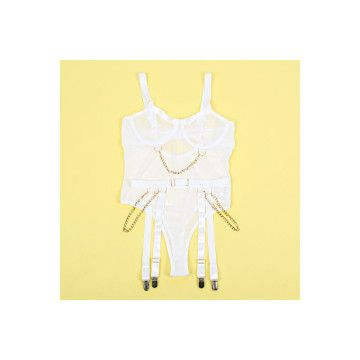 Subblime - 954291 Body Mit Ketten + Strumpfgürtel Weiss L/Xl |