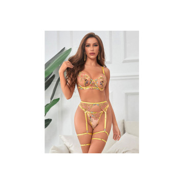 Subblime - 954352 Sujetador + Tanga + Ligueros Diseño Floral