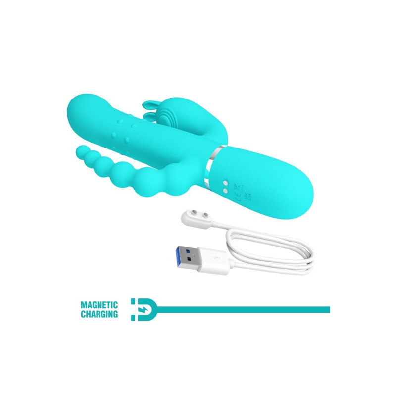 Pretty Love - Cammy Triple Vibrador Rabbit Multifunción 4 En 1 Azul