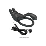 Pretty Love - Seth Doble Anillo Vibrador Rabbit 7 Vibraciones Negro