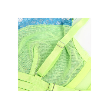 Subblime - 955311 Set Sujetador Con Encaje Y Ligueros Verde Y Azul
