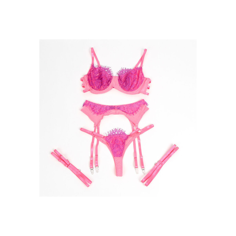 Subblime - 955366 Set Sujetador Con Encaje Y Ligueros Rosa Y Morado