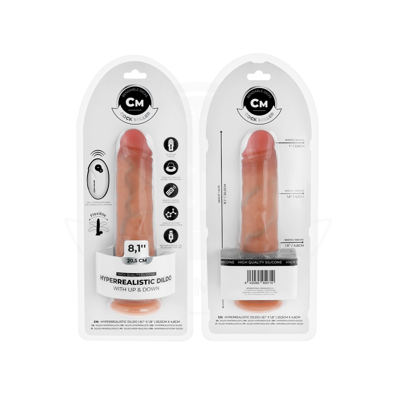COCK MILLER - GODE HYPER-RÉALISTE À VENTOUSE ET À POUSSÉE AVEC TÉLÉCO…