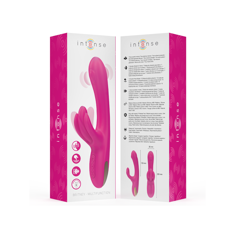 Intense - Britney Vibrador Multifunción Rabbit 23 Cm Rosa | Vybes.it