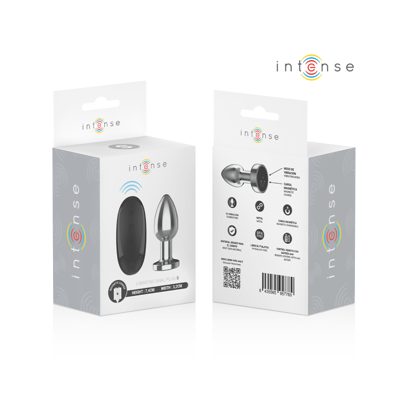 Intense - Plug Anal 10 Vibraciones Metal Con Control Remoto S |